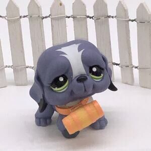 Lps Littlest Petshop Blue St Bernard Dog #1133 Multi Pack Green Eyes